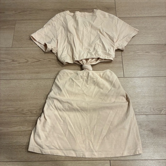 LNA Clothing Women’s Devan Cotton Twisted Cutout Tshirt Dress Beige Size S - Picture 6 of 6